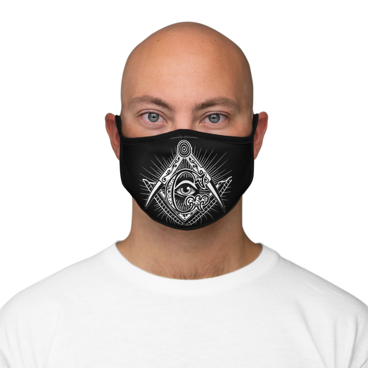 Masonic Square and Compass Fitted Polyester Face Mask